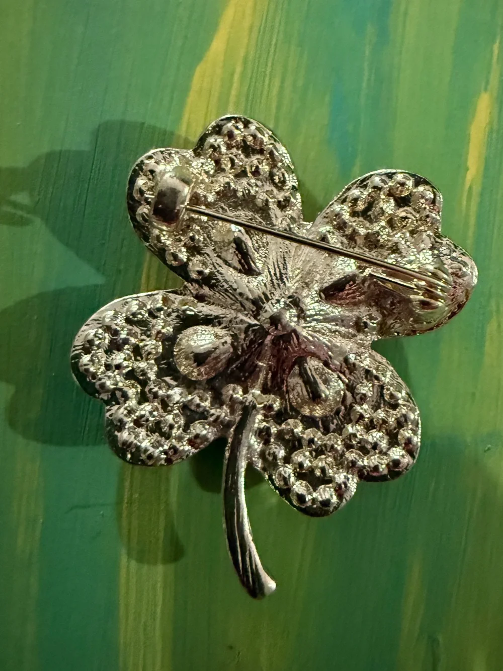 Pink Crystal Four-Leaf Clover Brooch
